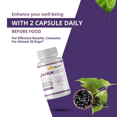 Natural Jamun Seed Capsules with Extract - 60 Tablets