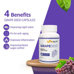 INDLYF Grape Seed Extract (Proanthocyanidins > 95%) Antioxidant, 400 mg - 60 Vegetarian Capsules