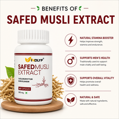 Safed Musli Extract Supplement, 500mg - 60 Capsules