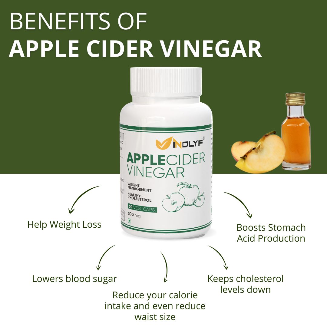 INDLYF Apple Cider Vinegar Supplement for Body Detoxification & Supports Digestive Health - 60 Veg Capsules
