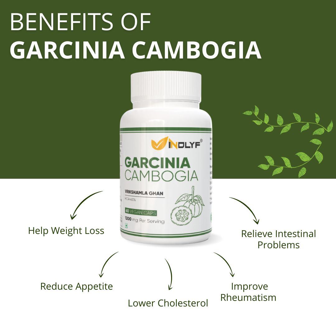 INDLYF GARCINIA CAMBOGIA EXTRACT, 60% HCA, 1200MG PER SERVING - 60 CAPSULES