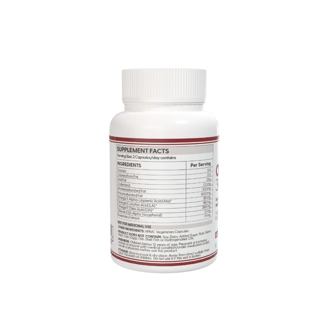 Vegetarian Omega 3 6 9 with Flaxseed Extract - 60 Tablets