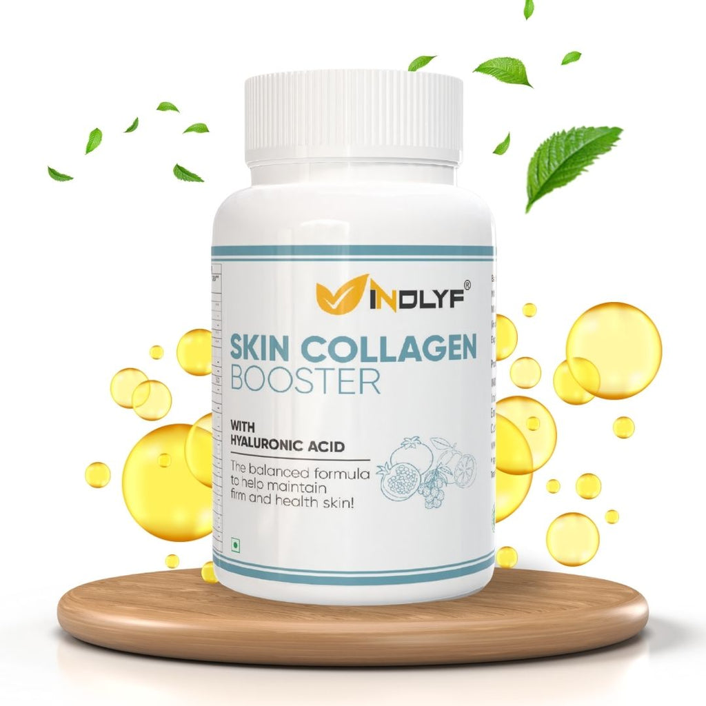 INDLYF Skin Collagen Booster - Collagen Supplements For Men & Women - Collagen Powder Helps Maintain Glowing Skin - Mixed Fruit Flavour-225 Grams