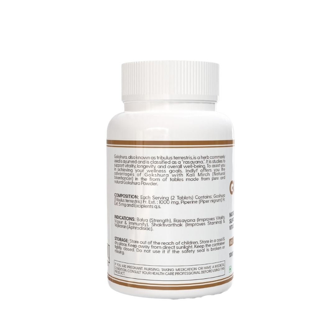 Ayurvedic Gokshura Tablet For Men Wellness - Improves Vitality & strength, Helps Boost Testosterone Levels - 60 Tablets
