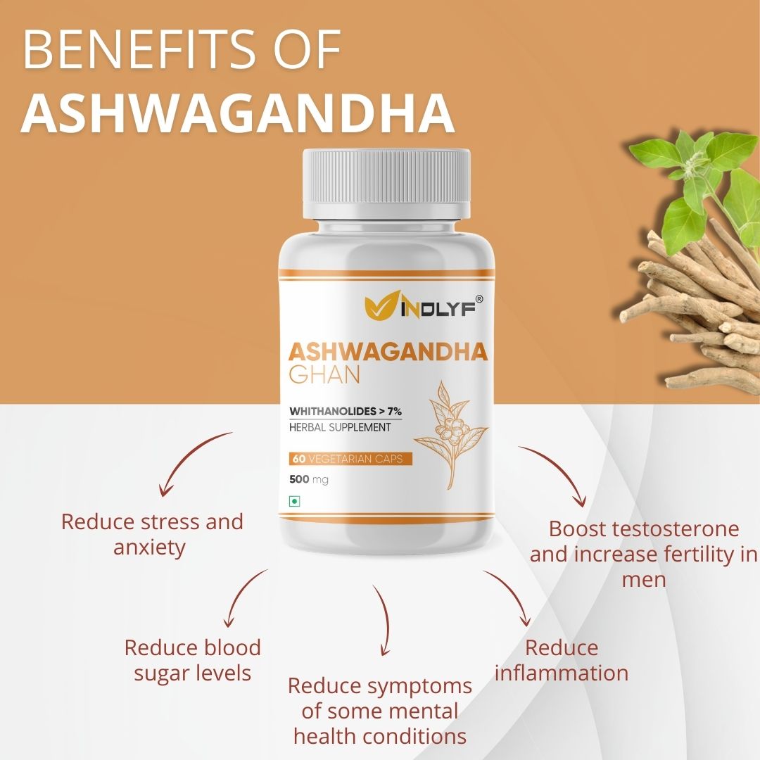 INDLYF NATURAL ASHWAGANDHA SUPPLEMENT (60 VEG. CAPSULES)