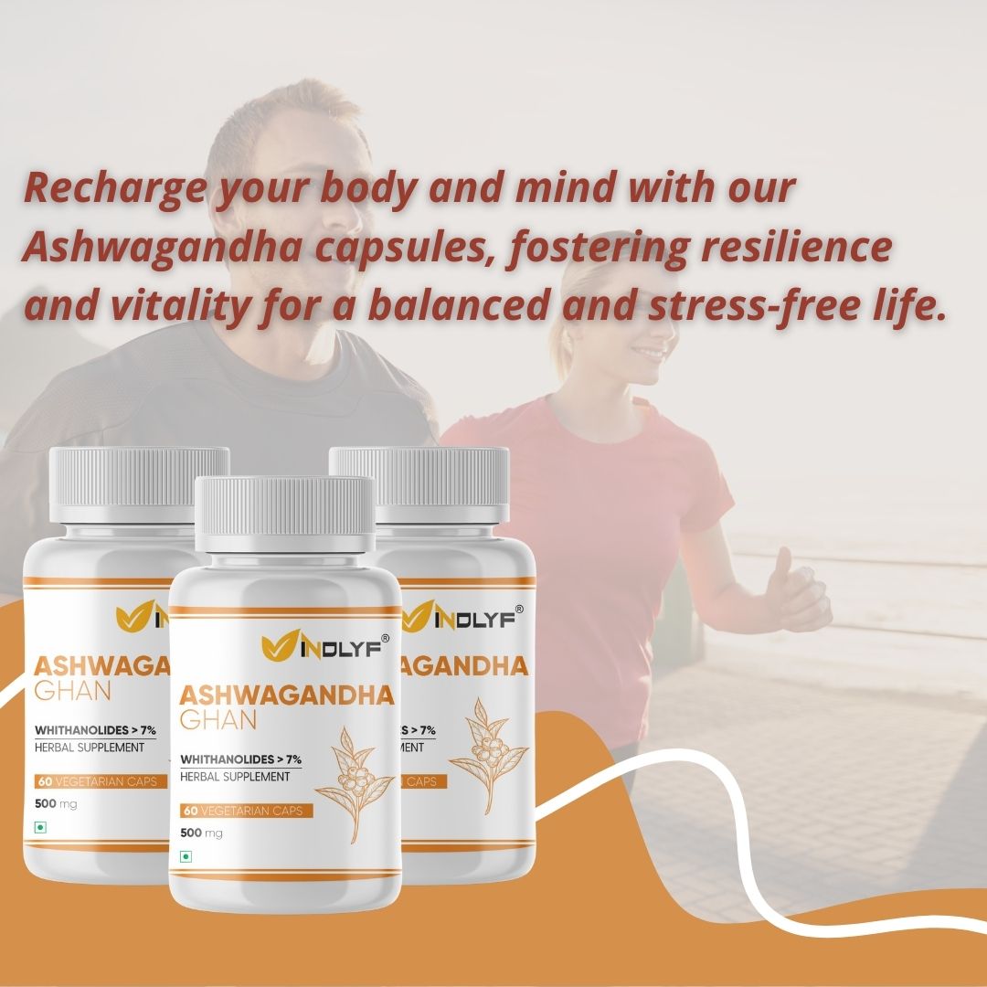 INDLYF NATURAL ASHWAGANDHA SUPPLEMENT (60 VEG. CAPSULES)