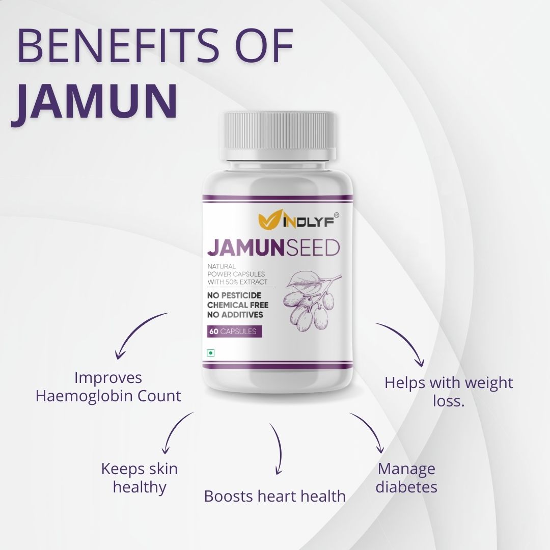 Natural Jamun Seed Capsules with Extract - 60 Tablets