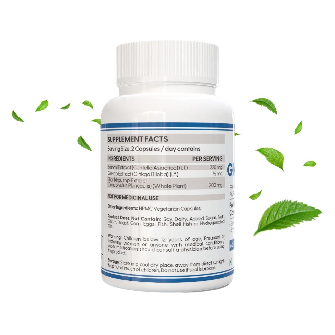 Brain Health with Brahmi, Ginkgo Biloba & Shankhpushpi - 60 Tablets