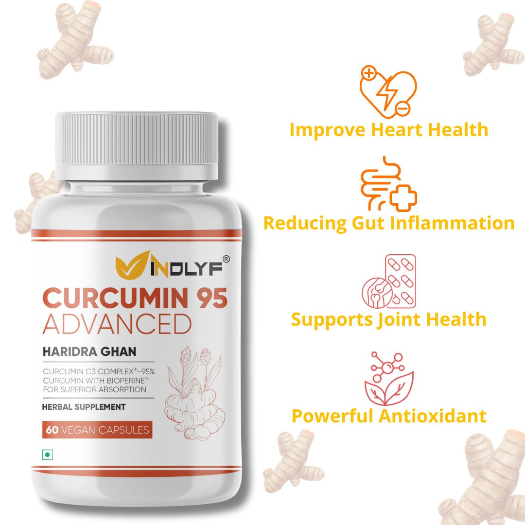 INDLYF CURCUMIN (95% CURCUMINOIDS) WITH PIPERINE (BIOPERINE), 500 MG - 60 VEG. CAPSULES