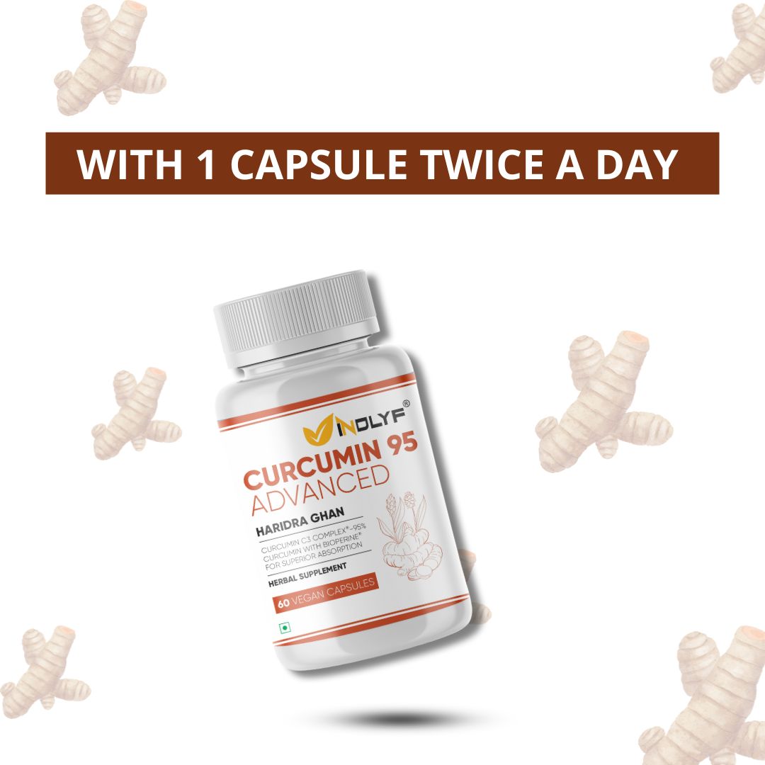 INDLYF CURCUMIN (95% CURCUMINOIDS) WITH PIPERINE (BIOPERINE), 500 MG - 60 VEG. CAPSULES