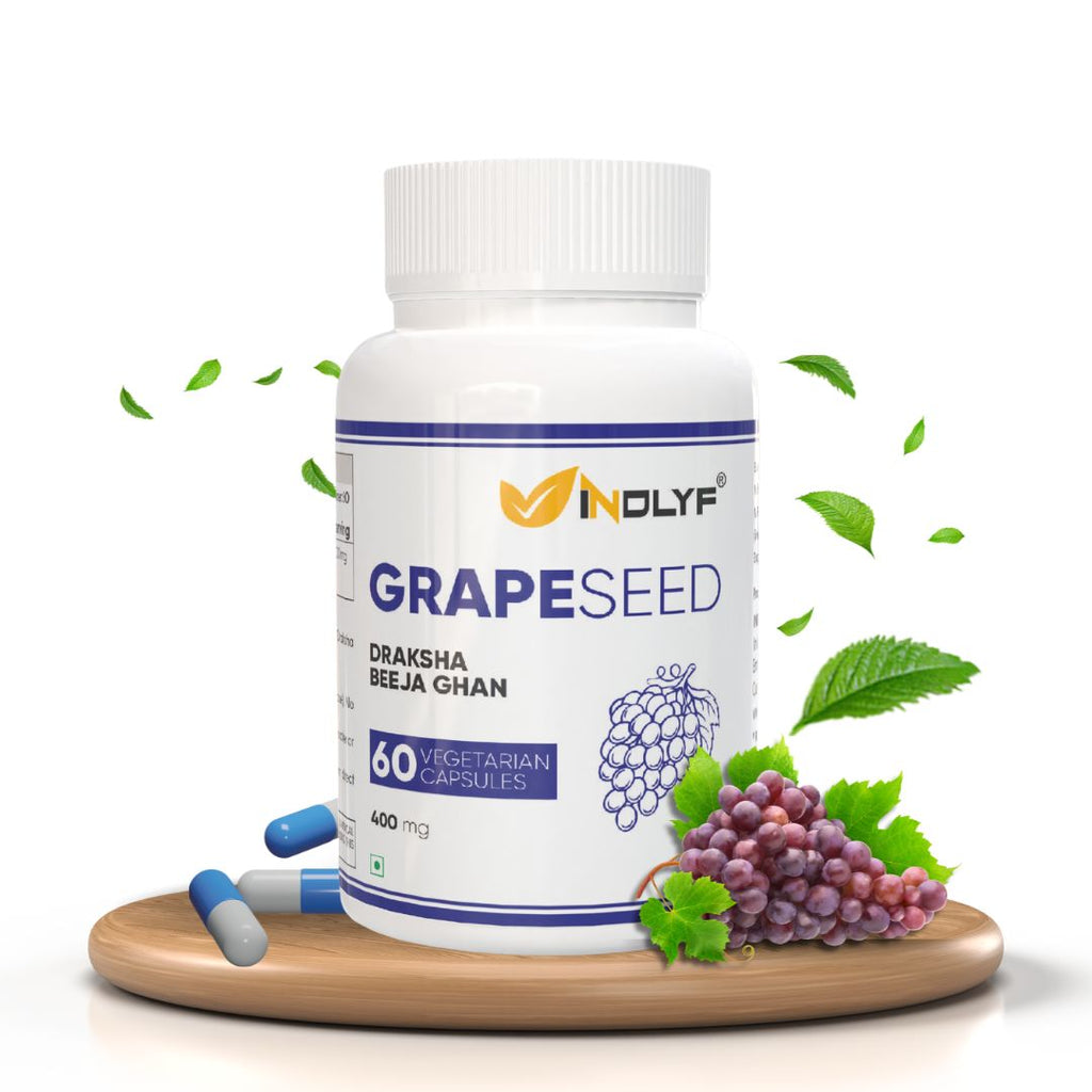 INDLYF Grape Seed Extract (Proanthocyanidins > 95%) Antioxidant, 400 mg - 60 Vegetarian Capsules