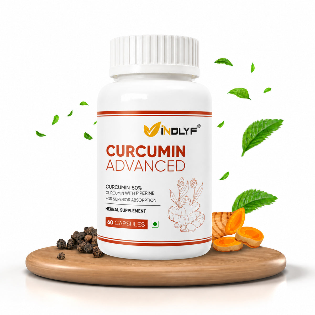 Curcumin (95% Curcuminoids) With Piperine (Bioperine), 500 Mg - 60 Capsules