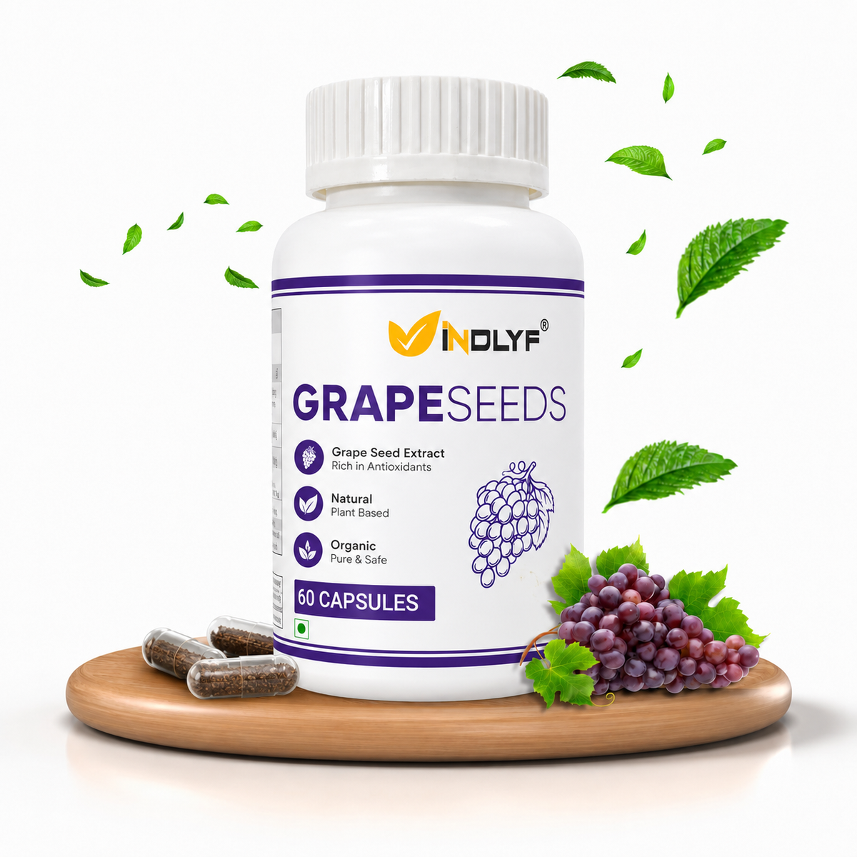 Grape Seed Extract (Proanthocyanidins > 95%) Antioxidant, 500 mg - 60 Capsules