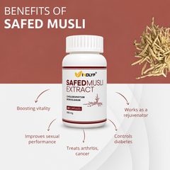 Safed Musli Extract Supplement, 500mg - 60 Capsules